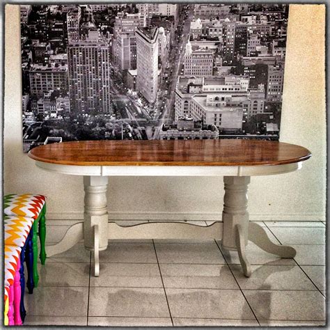 Upcycled Dining Table Darker Top With Cream Oak Dining Table Kitchen