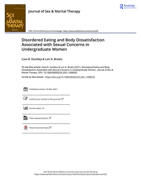 pdf disordered eating and body dissatisfaction associated with sexual concerns in