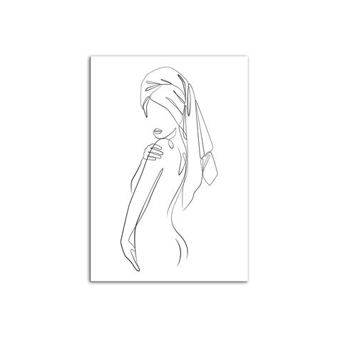 Buy Pengda Canvas Wall Art Black And White Abstract Minimalist Naked Female Body Line Drawing