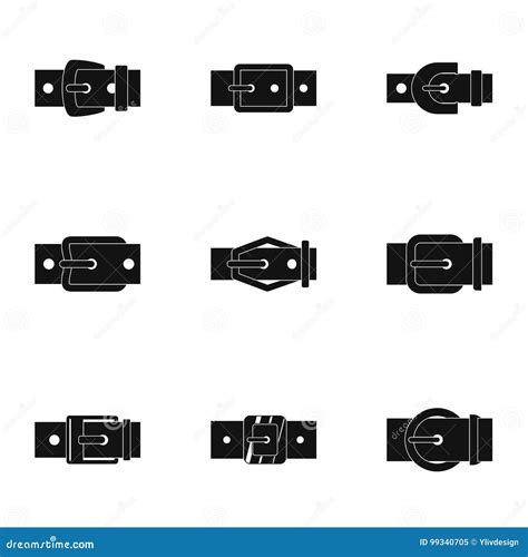 Modern Belt Buckle Icon Set Simple Style Stock Vector Illustration