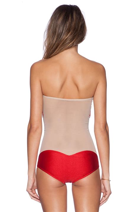 New Arrival Red Pink Sheer Mesh Sexy Bodysuit One Piece Swimsuit