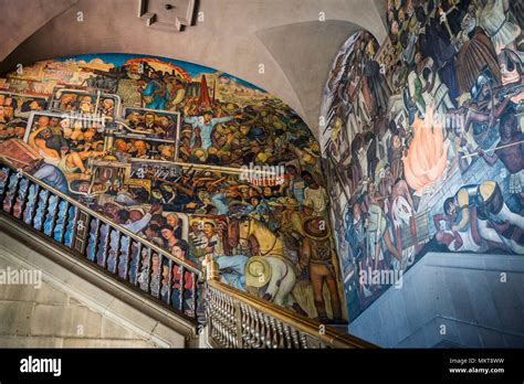 History Of Mexico Mural In The Main Stairwell By Diego Rivera National