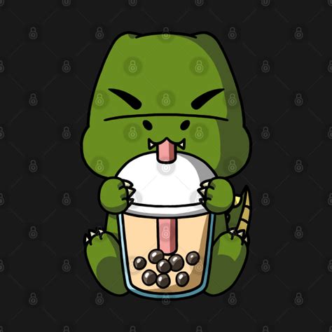 Kawaii T Rex Dinosaur Boba Milk Tea Bubble Tea Anime T Rex Dinosaur