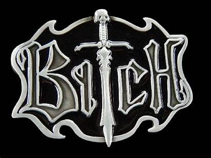 Bitch Gothic Skull Biker Queen Belt Buckle