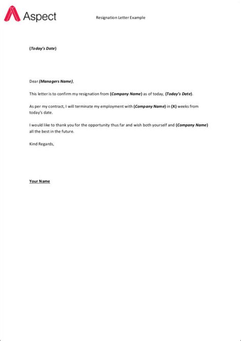 Simple Job Resignation Letter Collection Letter Template Collection