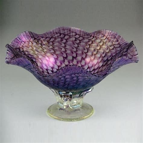 Pedestal Glass Bowl Purple Purple Art Glass Art Purple