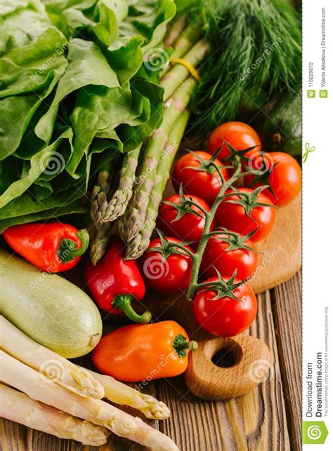 Closeup Of Different Fresh Tasty Vegetables Stock Photo Image Of