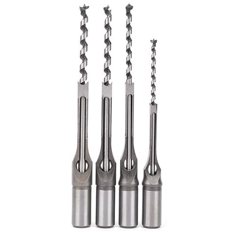 4pcs Square Hole Drill Bits Bearing Steel For Square Hole Drills For Wood For Particle Board