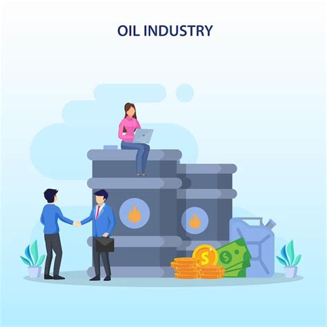 Vector De Estilo Plano De La Industria Petrolera Y La Industria