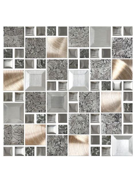 Glass Metal Gray Copper Mosaic Backsplash Tile