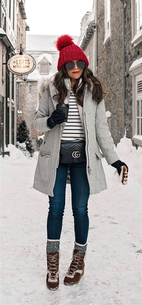 Cold Weather Look Winter Outfit Inspiration Quebec City What To Wear Jcrew Snow Boots Lay