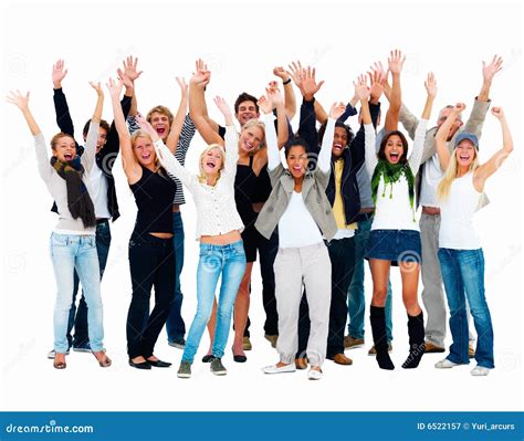 Group Of Smiling Friends Waving Their Arms Stock Image Image Of Adult