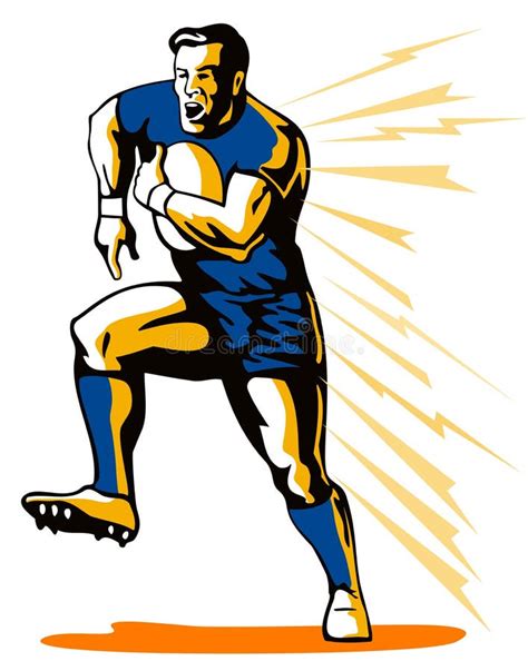 Rugby Player Running With Ball Stock Vector Illustration Of Player