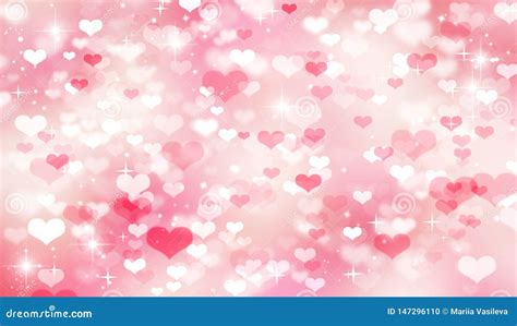 Pink Bokeh Backgroundblurredfestivepink And White Heartsbokeh