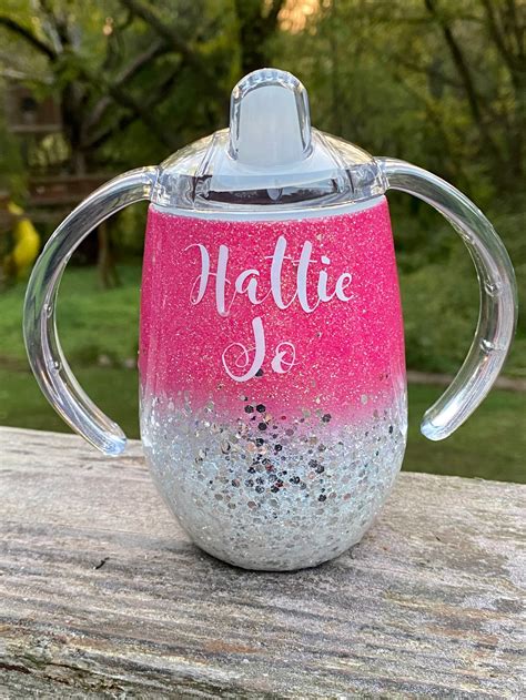 10 Oz Stainless Steel Glitter Sippy Cup Etsy