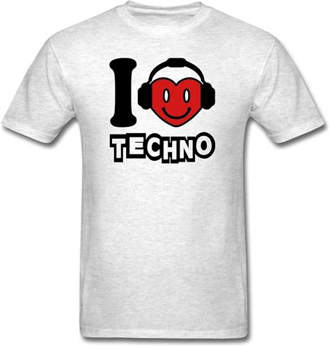 Amazon Com Kingshirts Funny Cotton Men S I Love Techno T Shirts Light