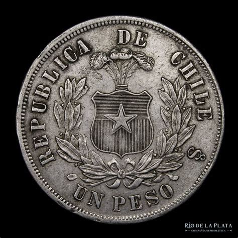 Chile 1 Peso 1875 So Santiago Mint Ag900 Río De La Plata