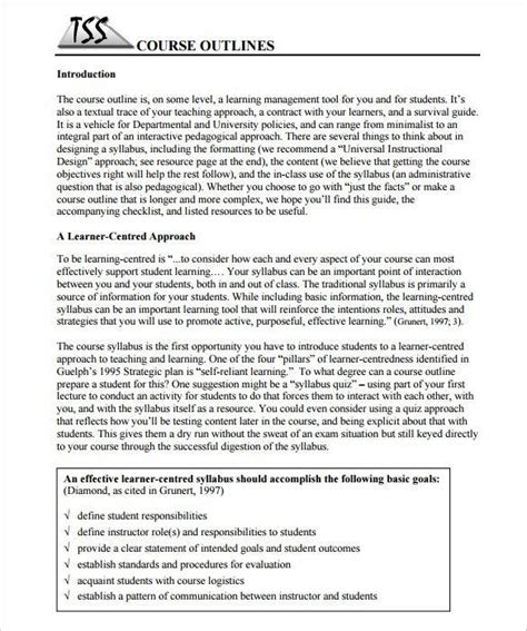 Training Course Outline Template 11 Free Sample Example Format