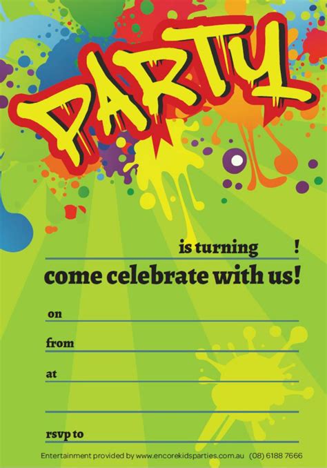Free Boy Party Invitations Encore Kids Parties Birthday Invitations