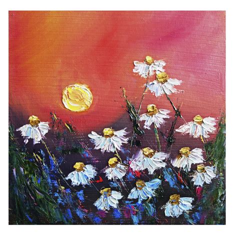 Flower Floral Oil Painting Impasto Daisy Art Wildflowers Ori Inspire