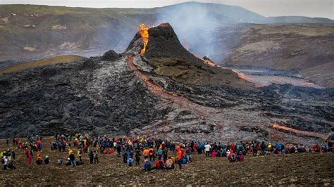 Iceland Volcano Eruption Onlookers Flock To See Mount Fagradalsfjall