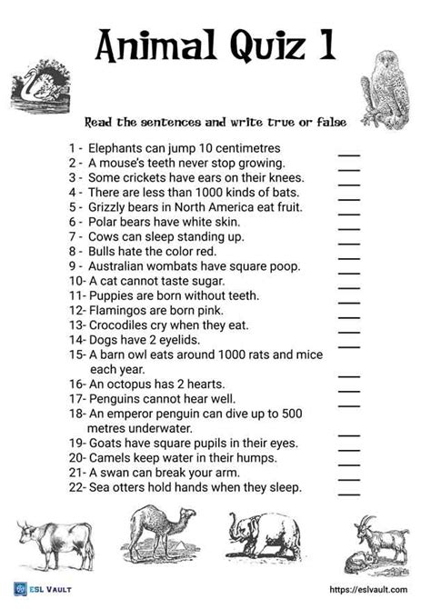 Animal Trivia Printable Multiple Choice Game · Hidden Answer Format