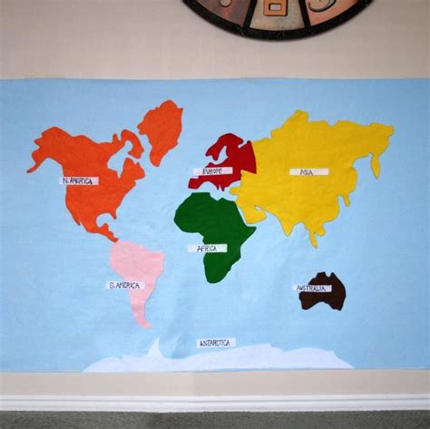 Montessori Felt Map Of World Continents Spanish French Etsy