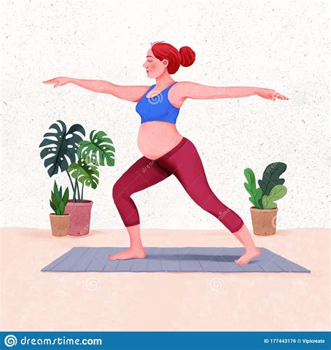 Illustration Of Attractive Pregnant Woman Working Out