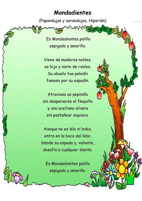 Poemas En Español Para Niños De Primaria Imagui
