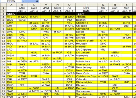 Excel Spreadsheets Help 2011 2012 Nba Schedule