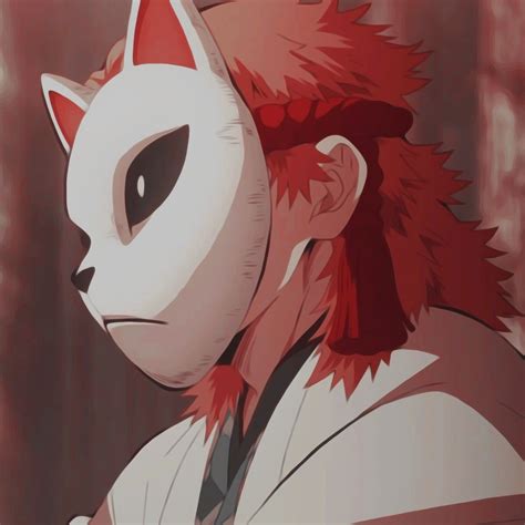 An Anime Character With Red Hair Wearing A Cat Mask