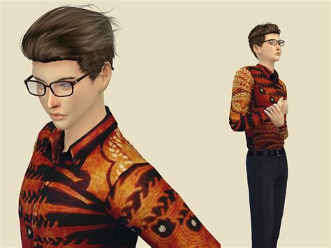 The Sims Resource Simstailored Indonesian Batik Shirt