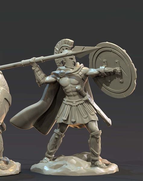 Spartan Soldier 3d Printed Miniatures With Decorative Base For Etsy