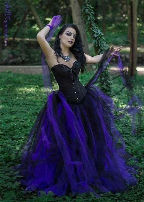 Black Purple Gothic Long Prom Dress D Emo Wedding Dresses Goth