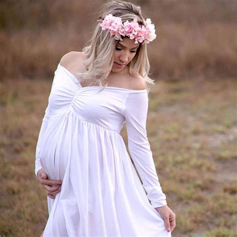 Hot Stretchy Cotton Maternity Photography Props Pregnancy Clothes Maxi