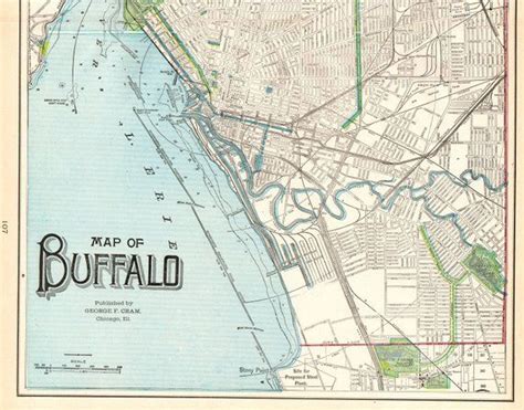 1901 Antique Buffalo Street Map Vintage City Map Of Buffalo Etsy