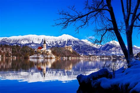 Lake Bled In Winter Bled Slovenia Europe Stock Photo Image Of