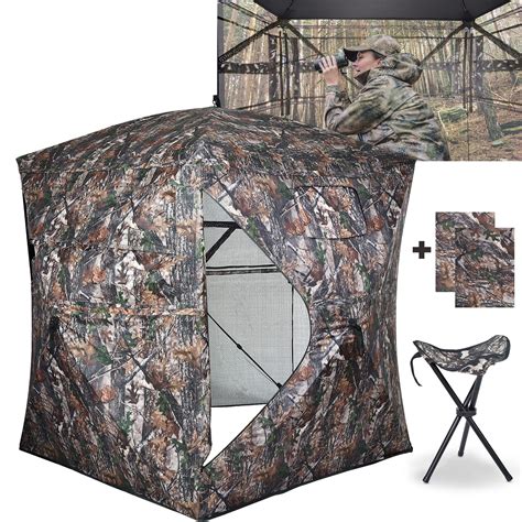 Xproudeer Hunting Blind See Through Ground Blinds With 270 Degree 2 3 Person Pop Up Hunting