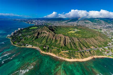 Bright As A Diamond Rainbow Behind Diamond Head Crater Honolulu Hawaii Dronestagram