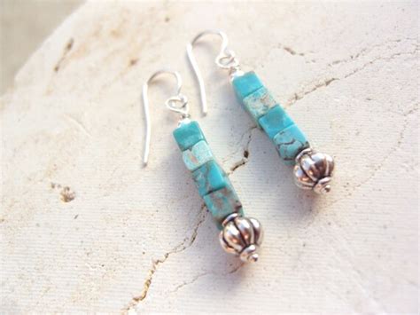 Genuine Turquoise Earrings Turquoise Sterling Silver Dangle