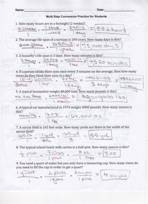 Https://tommynaija.com/worksheet/1 To 3 Step Conversion Examples Dimensional Analysis Worksheet Answers