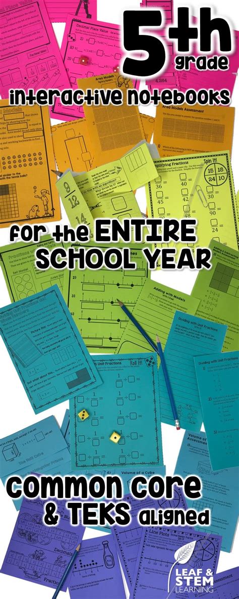 Fifth Grade Math Interactive Notebook Year Long Bundle Fifth Grade Math Interactive Notebooks