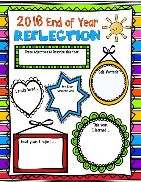 End Of Year Reflection Template
