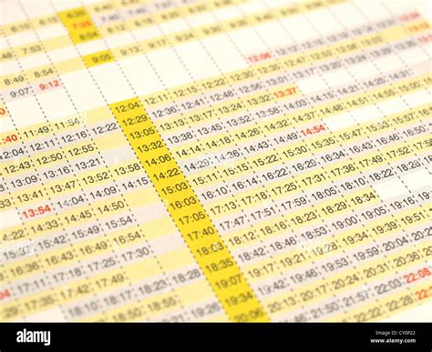 Timetable Of Arrivals And Departures Of Trains Stock Photo Alamy
