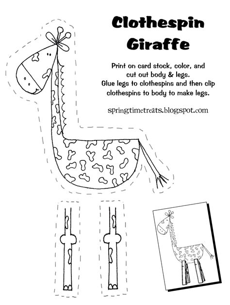 Clothespin Giraffe Free Printable