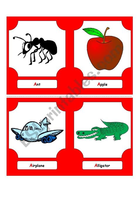 Letter A Words Flash Cards