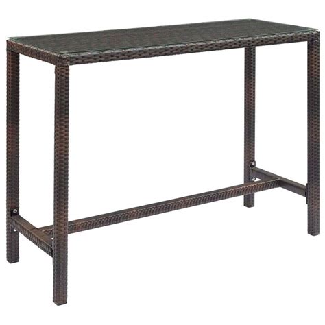 Modway Conduit Wicker Bar Height Outdoor Dining Table In Brown Eei 2803