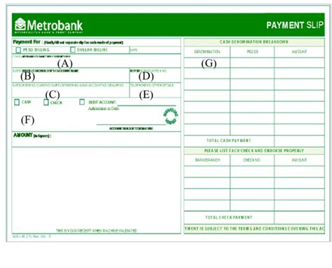 Metrobank Bills Payment Slip