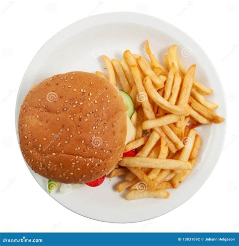 Hamburger With French Fries Stock Photo Image Of Food Hamburger
