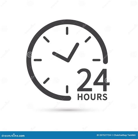 24 Hours Icon Isolated On White Background Twenty Four Hour Open Stock